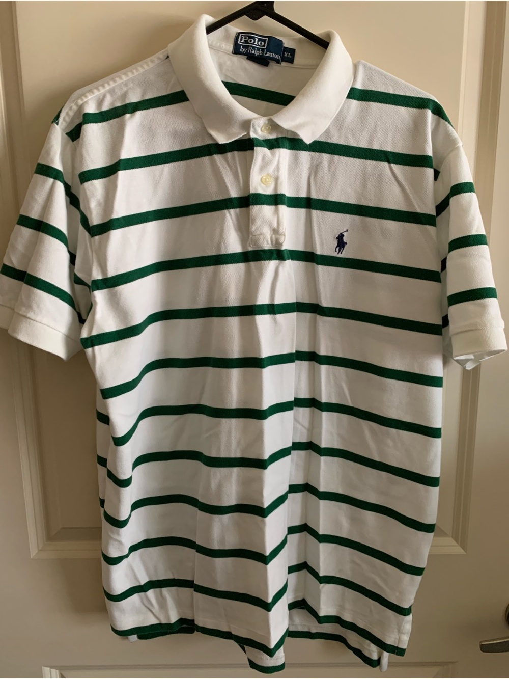 Ralph Lauren White Polo with Green Stripes